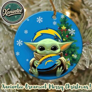 Los Angeles Chargers x Baby Yoda NFL Xmas 2025 Personalized Holiday Ornament