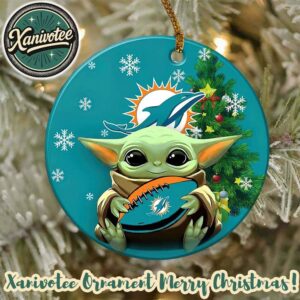 Miami Dolphins x Baby Yoda NFL Xmas 2025 Personalized Holiday Ornament