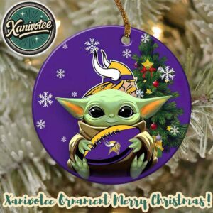 Minnesota Vikings x Baby Yoda NFL Xmas 2025 Personalized Holiday Ornament