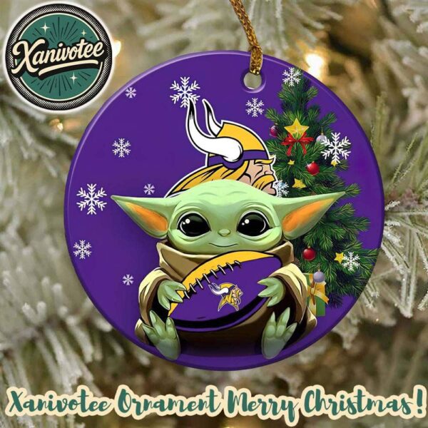 Minnesota Vikings x Baby Yoda NFL Xmas 2025 Personalized Holiday Ornament