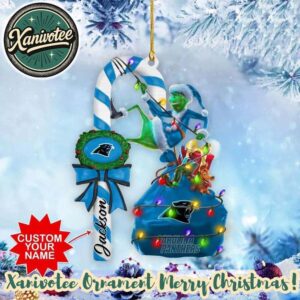 NFL Carolina Panthers x Grinch Football Team Panthers Personalized Keepsake Christmas Ornament