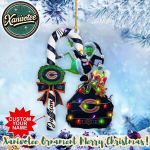 NFL Chicago Bears Football Team x Grinch Ornament Custom Your Family Name 2025