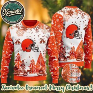 NFL Cleveland Browns Logo Football Team Special Xmas Tree 2025 Ugly Christmas Sweater
