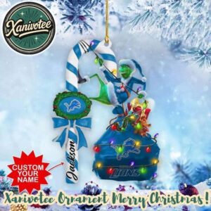 NFL Detroit Lions Football Team x Grinch Holiday Christmas Xmas Ornament 2025