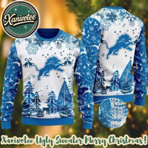 NFL Detroit Lions Logo Football Team Special Xmas 2025 Holiday Gift Ugly Christmas Sweater