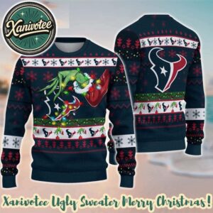 NFL Houston Texans Special Grinchs Hand Football Xmas 2025 Holiday Gift Ugly Christmas Sweater
