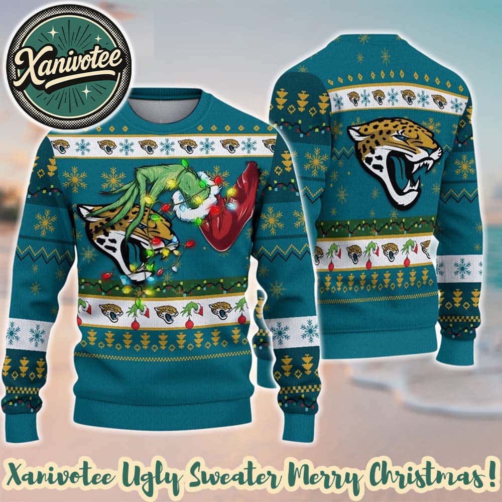 NFL Jacksonville Jaguars Special Grinchs Hand Football Xmas Day Ugly Christmas Sweater 2025