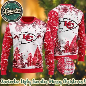 NFL Kansas City Chiefs Logo Football Team Special Xmas Tree 2025 Knitted Ugly Christmas Sweater