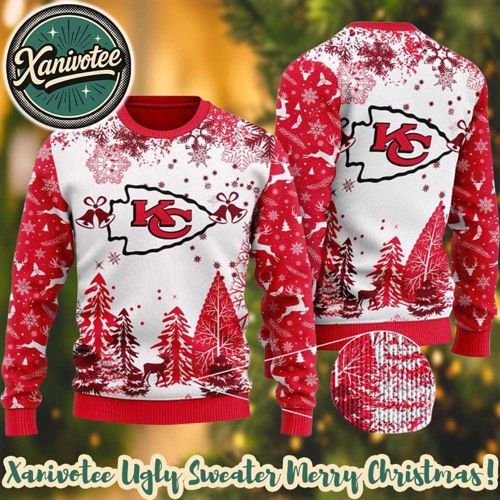 NFL Kansas City Chiefs Logo Football Team Special Xmas Tree 2025 Knitted Ugly Christmas Sweater