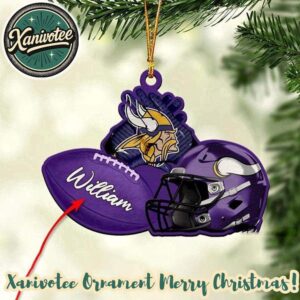 NFL Minnesota Vikings Rugby Football x Helmet Custom Name Christmas 2025 Tree Decoration Ornament