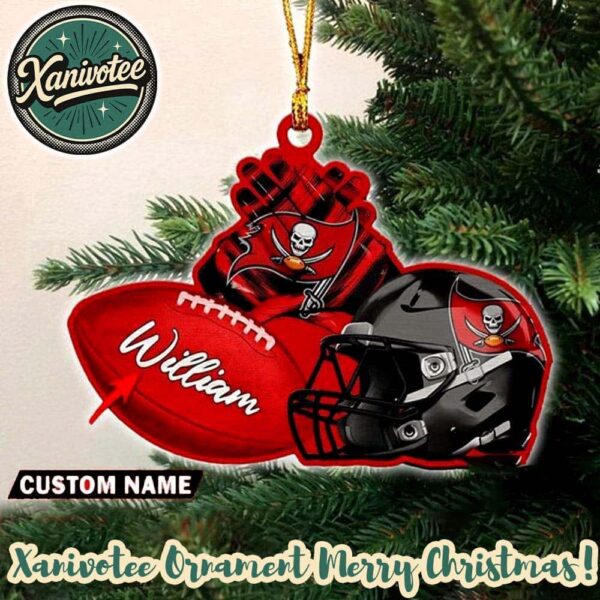 NFL Tampa Bay Buccaneers Rugby Football x Helmet Custom Name 2025 Christmas Gifts Tree Decorations Ornament