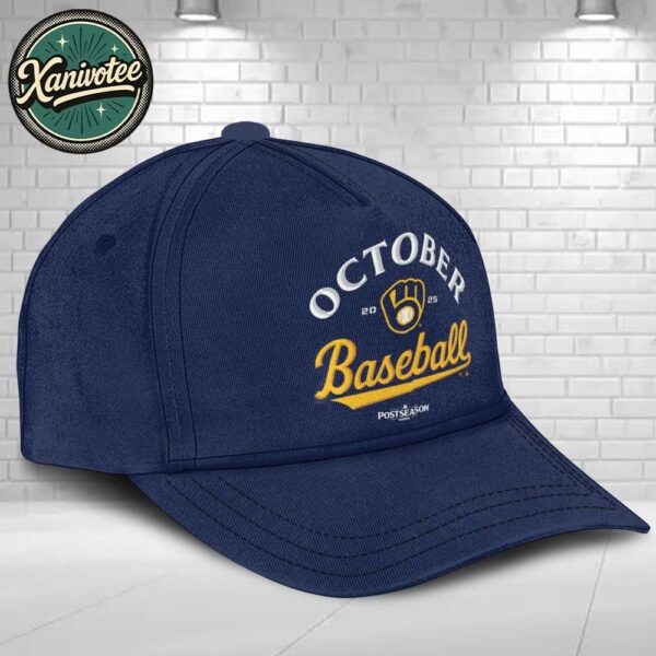 October Baseball 2025 Milwaukee Brewers 2025 MLB Postseason Locker Room Classic Cap Snapback Hat