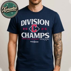 Official Cleveland Guardians 2025 AL Central Division Champions Locker Room Navy Unisex T-Shirt