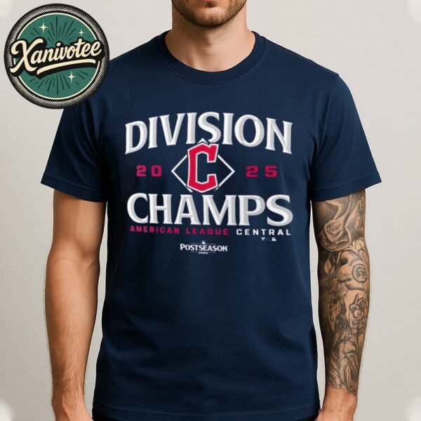Official Cleveland Guardians 2025 AL Central Division Champions Locker Room Navy Unisex T-Shirt