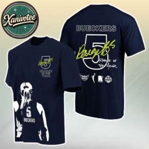 Official Dallas Wings Paige Bueckers round21 Paige Bueckers 5 2025 WNBA Rookie of the Year Two Sided Print Navy T-Shirt