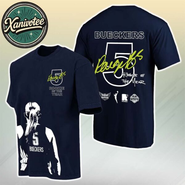 Official Dallas Wings Paige Bueckers round21 Paige Bueckers 5 2025 WNBA Rookie of the Year Two Sided Print Navy T-Shirt