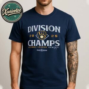 Official Milwaukee Brewers 2025 NL Central Division Champions Locker Room Fanatics Navy Unisex T-Shirt