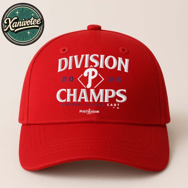 Official Philadelphia Phillies 2025 NL East Division Champions Big And Tall Locker Room Red Classic Cap Snapback Hat