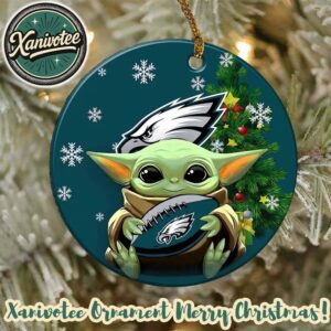 Philadelphia Eagles x Baby Yoda NFL Holiday Christmas Xmas Ornament 2025