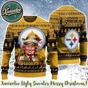 Pittsburgh Steelers Team NFL x Donald Trump Ugly Christmas Sweater For Holiday 2025 Xmas Gifts