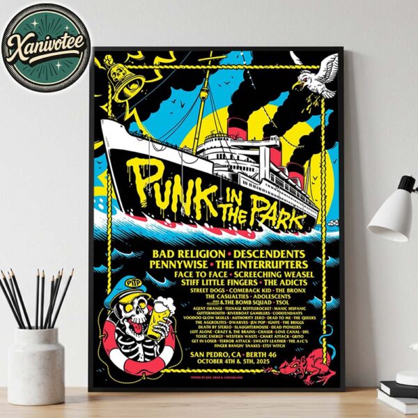 Punk In The Park Festival In San Pedro CA Poster For October 4th And 5th 2025 At Berth 46 Home Decor Poster Canvas