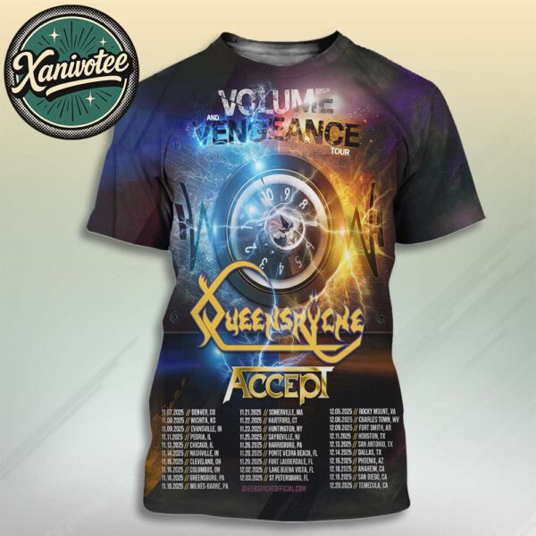 Queensryche Volume And Vengeance Tour For Fall Of 2025 Cities List For November To December All Over Print T-Shirt