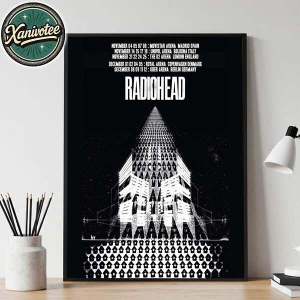 Radiohead Europe Tour 2025 Poster Dates List For November And December 2025 Home Decor Poster Canvas