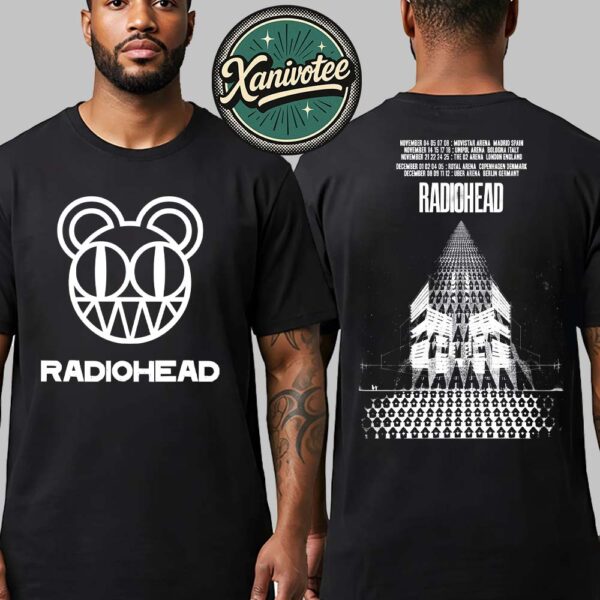 Radiohead Europe Tour 2025 Poster Dates List For November And December 2025 Two Sided Print Unisex T-Shirt