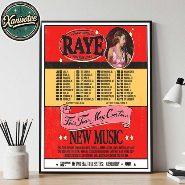Raye This Tour May Contain 2026 Tour Dates List Running From January 22 To May 12 2026 Home Decor Poster Canvas