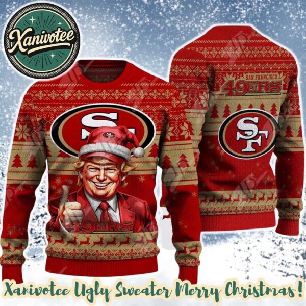 San Francisco 49ers Team NFL x Donald Trump Ugly Christmas Sweater For Holiday 2025 Xmas Gifts