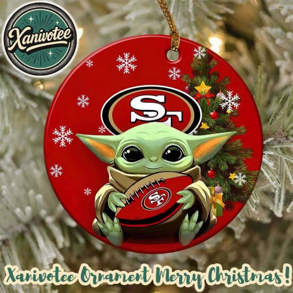 San Francisco 49ers x Baby Yoda NFL Holiday Christmas Xmas Ornament 2025