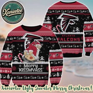 Santa Claus Merrykissmyass Funny With Atlanta Falcons NFL Team Gift For Fan Pattern 2025 Christmas Ugly Sweater