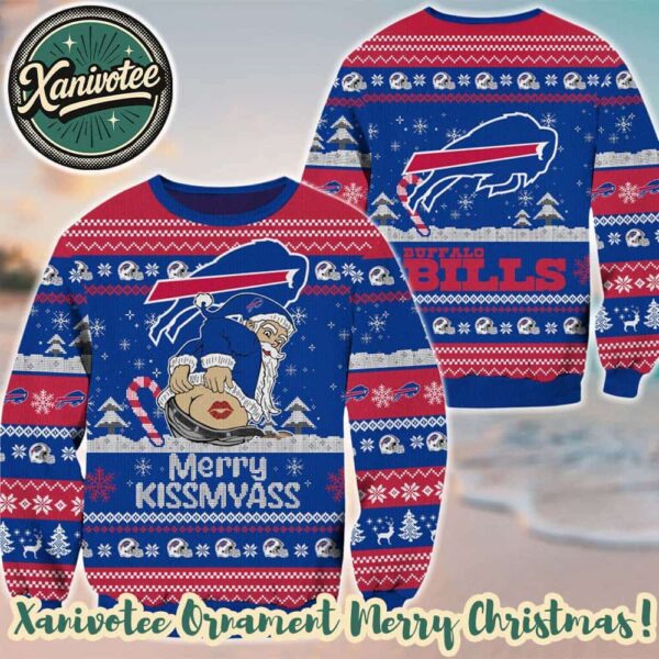 Santa Claus Merrykissmyass Funny x Buffalo Bills Gift For Fan 2025 Christmas Ugly Sweater