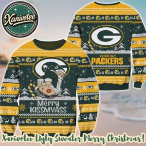 Santa Claus Merrykissmyass x NFL Green Bay Packers Funny 2025 Knitted Ugly Christmas Sweater