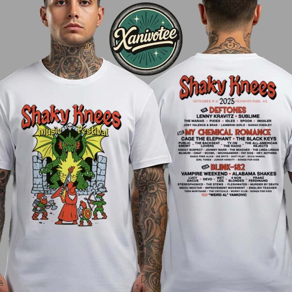 Shaky Knees Music Festival 2025 Dragon Raglan Lineup Tee For September 19-21 2025 In Piedmont Park ATL Classic T-Shirt