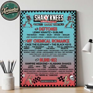Shaky Knees Music Festival 2025 Poster Full Lineup For Piedmont Park ATL On September 19-21 2025 Home Decor Poster Canvas