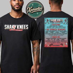 Shaky Knees Music Festival 2025 Poster Full Lineup For Piedmont Park ATL On September 19-21 2025 Two Sided Print Unisex T-Shirt