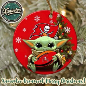 Tampa Bay Buccaneers x Baby Yoda NFL Holiday Christmas Xmas Ornament 2025