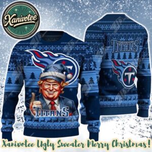 Tennessee Titans Team NFL x Donald Trump Ugly Christmas Sweater For Holiday 2025 Xmas Gifts