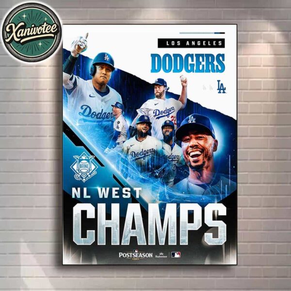 The Los Angeles Dodgers Are 2025 NL West Champions MLB For The 12th Time In The Last 13 Years Home Decor Poster Canvas