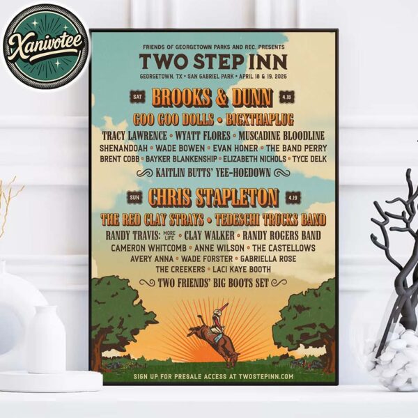 Two Step Inn Festival 2026 Poster Lineup At San Gabriel Park In Georgetown Tx On April 18-19 2026 Home Decor Poster Canvas
