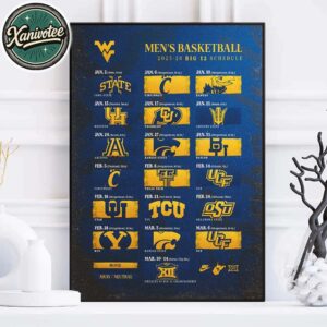 West Virginia Mountaineers Men’s Basketball Big 12 Conference 2025-26 Schedule Season Home Decor Poster Canvas