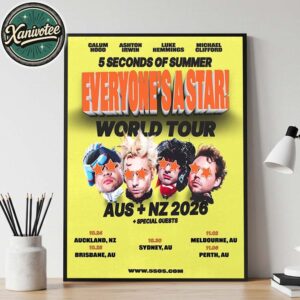 5 Seconds of Summer Everyone’s A Star World Tour 2026 Australia And New Zealand Dates List Home Decor Poster Canvas