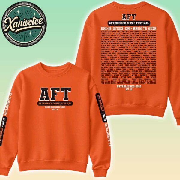 Aftershock Festival 2025 In Sacramento CA Merch Est. 2012 Tee For Discovery Park On October 2-5 2025 Orange Crewneck T-Shirt