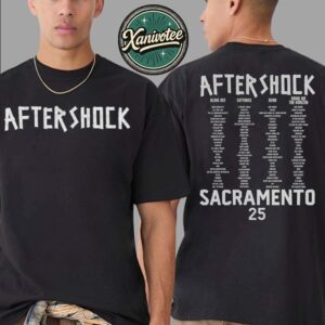 Aftershock Festival 2025 Tape Up Tee For Sacramento CA At Discovery Park On October 2-5 2025 Two Sided Black T-Shirt