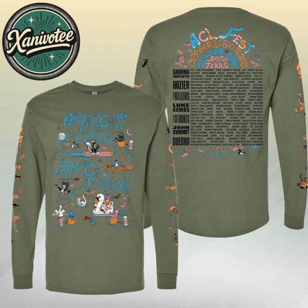 Austin City Limits Music Festival 2025 Poster Lineup Long Sleeve Tee On October 3-5 And 10-12 2025 At Zilker Park In Austin TX Long Sleeve T-Shirt
