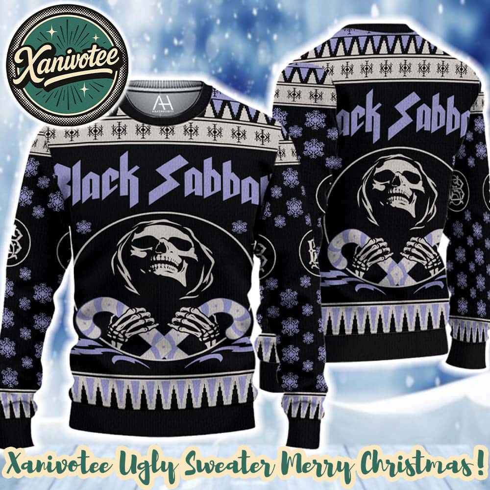 Black Sabbath Skull and Snowflake Pattern 2025 Heavy Metal Christmas Sweater