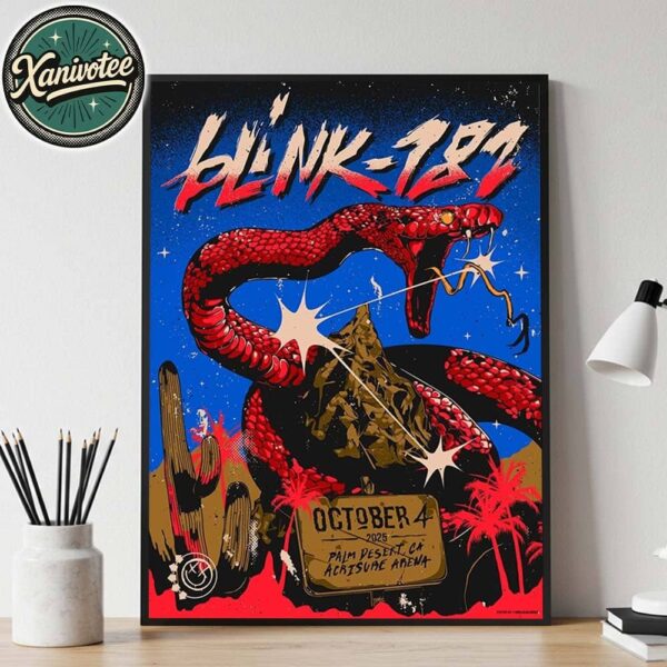 Blink-182 Palm Desert CA Poster Night One At Acrisure Arena On October 4 Missionary Impossible Tour 2025 Home Decor Poster Canvas