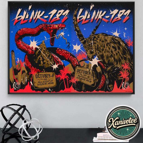 Blink-182 Palm Desert CA Tonight Poster At Acrisure Arena On October 4th And 5th Missionary Impossible Tour 2025 Home Decor Poster Canvas
