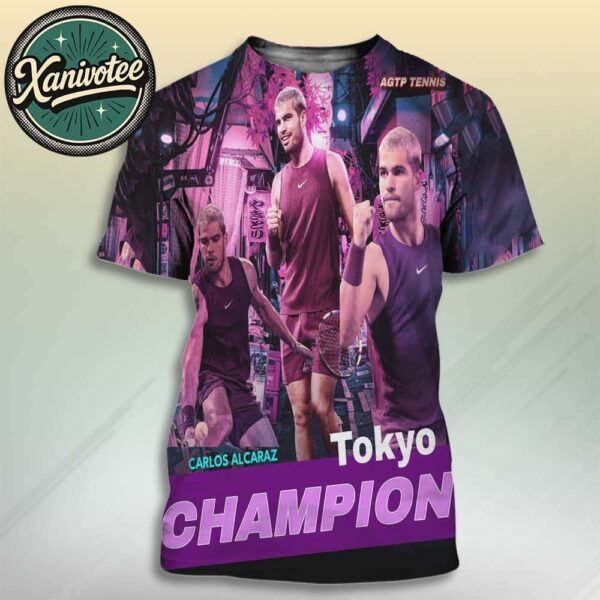 Carlos Alcaraz As He Defeats Fritz 6-4 6-4 To Win His 8th Title Of The Year Champion Tokyo All Over Print T-Shirt